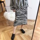 Zebra Print Straight-fit Knit Skirt As Shown In Figure - One Size