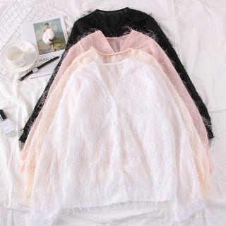 Sheer Furry V-neck Shirt