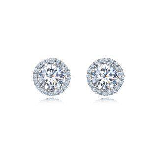 Fashion And Simple April Birthstone White Cubic Zirconia Stud Earrings Silver - One Size