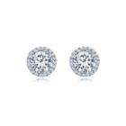 Fashion And Simple April Birthstone White Cubic Zirconia Stud Earrings Silver - One Size
