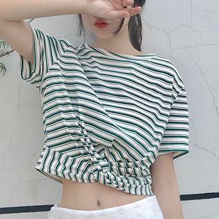 Pinstriped Cropped T-shirt