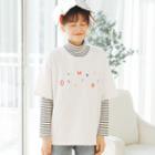 Letter Embroidered Elbow-sleeve T-shirt / Striped Long-sleeve T-shirt / Set