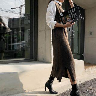 Crewneck Knit Long Vest Dress