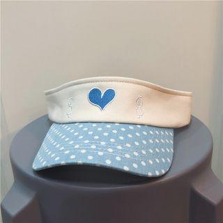 Polka Dot Brim Heart Embroidered Sun Visor