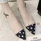 Pointed Ankle-strap Dotted Kitten-heel Sandals
