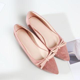 Faux Suede Bow Accent Flats