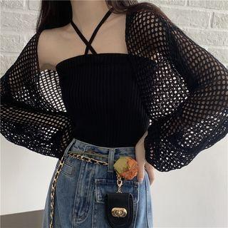 Open-knit Cardigan / Cross-strap Camisole