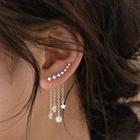 Faux Crystal Star Sterling Silver Fringed Earring