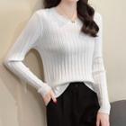 Long Sleeve Crew-neck Knit Top
