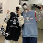 Couple Matching Mock Two-piece Cartoon Print Hoodie