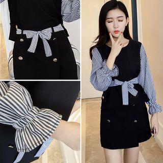 Set: Long-sleeve Mock Two Piece Top + Skort