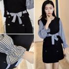 Set: Long-sleeve Mock Two Piece Top + Skort