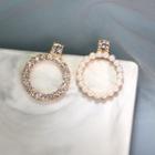 Non-matching Rhinestone & Faux Pearl Hoop Earring 1 Pair - A327 - Non-matching Rhinestone & Faux Pearl Hoop Earring - One Size
