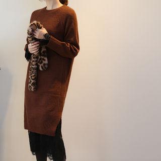 Slit-hem Knit Dress