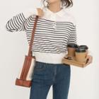 Long Sleeve Striped Polo Knit Top