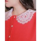 Lace-collar Faux-pearl Buttoned Blouse