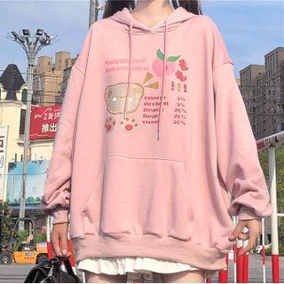 Bear Print Rabbit Ear Hoodie