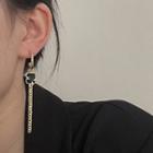 Rhinestone Alloy Fringed Earring 1 Pair - Black & Gold - One Size