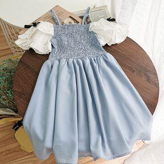 Short-sleeve Cold Shoulder Smocked Dress