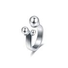 Simple And Fashion Round Bead Adjustable Ring Silver - One Size