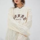 Cable Knit Lettering Sweater