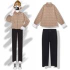 Plaid Shirt / Wide-leg Jeans