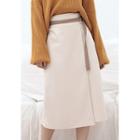 Twill High Waist Midi A-line Skirt
