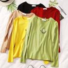 Long-sleeve Avocado Embroidered T-shirt