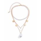 Faux Pearl Pendent Alloy Layered Choker Necklace