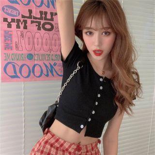 Plain Striped Short-sleeve Top