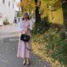 Turtle-neck Contrast-sleeve Maxi Knit Dress With Sash