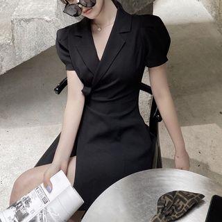 Puff-sleeve Mini A-line Dress / High-waist Shorts
