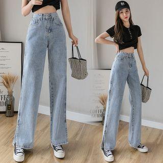 Slit Straight-fit Jeans