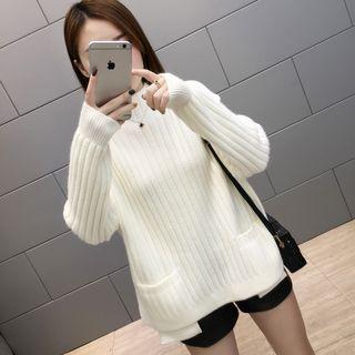 Mock-neck Pocketed Sweater