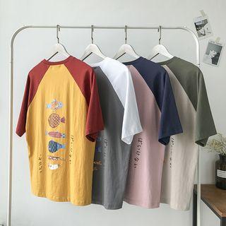 Couple Matching Elbow-sleeve Fish Print T-shirt