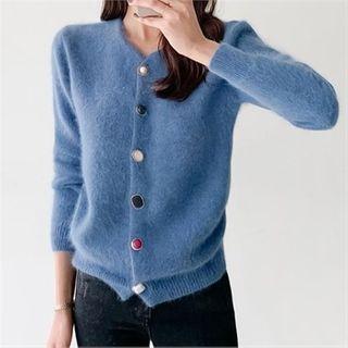 Jewel Buttoned Furry Cardigan