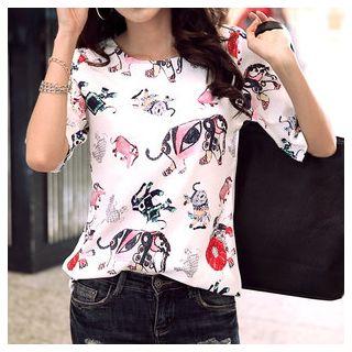 Print Chiffon Short-sleeve T-shirt