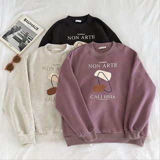 Printed Crewneck Fleece Long-sleeve Sweatshirt