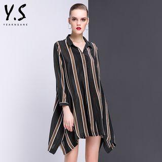 Striped Asymmetric Shirtdress
