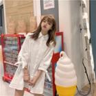 Bow Accent 3/4-sleeve Shirt Dress