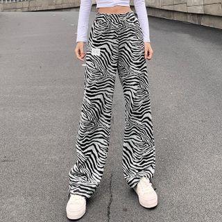 High Waist Zebra Print Sweatpants