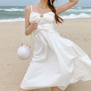Spaghetti Strap Twisted Bow A-line Dress