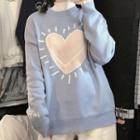 Heart Print Sweater Sky Blue - One Size