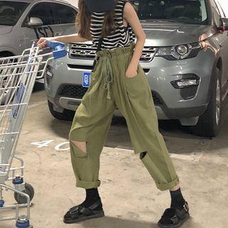 Set: Striped Tank Top + Distressed Pants