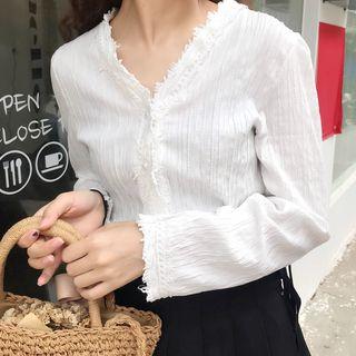 Long-sleeve Lace Trim Shirt