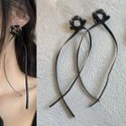 Ribbon Hoop Earring 1625a - 1 Pair - Black - One Size
