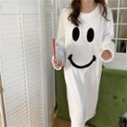 Long-sleeve Smiley Face Print Sleep Dress