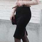 Belted Knit Skirt