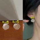Bow Rose Dangle Earring 1 Pair - 2004a - Green - One Size