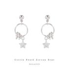 925 Sterling Silver Rhinestone Star Dangle Earring 1 Pair - 925 Silver - Star - Silver - One Size